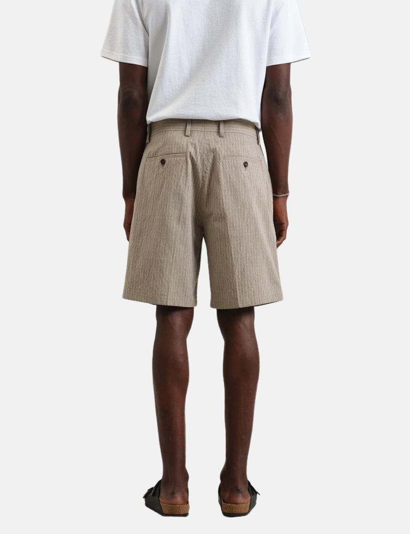 Wax London Linton Shorts (Chalk Stripe) - Natural