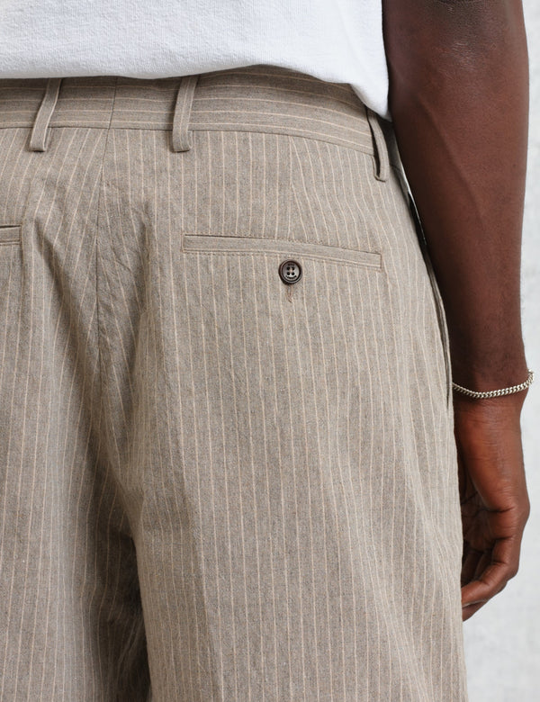 Wax London Linton Shorts (Chalk Stripe) - Natural