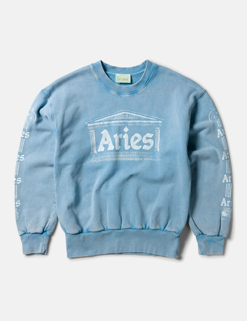 Aries Aged Ancient Column Sweatshirt - Pale Blue