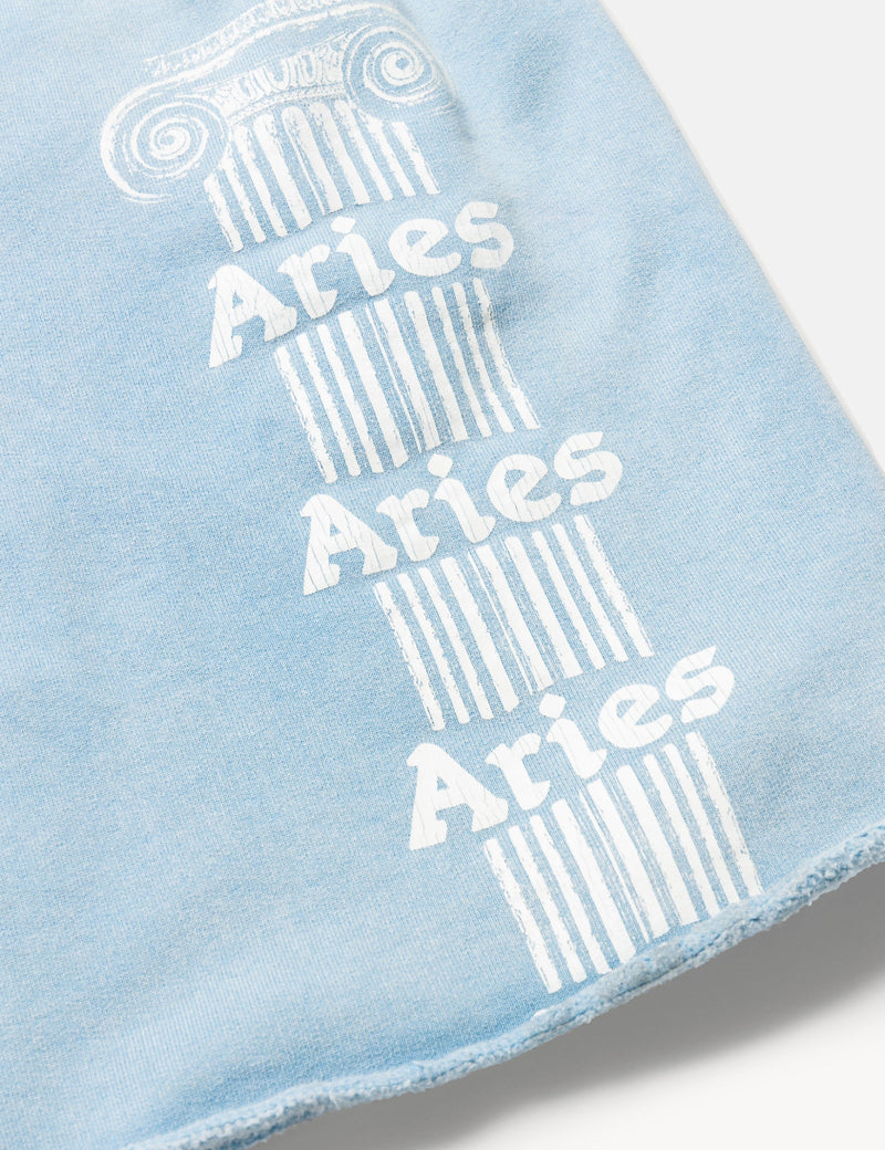 Aries Aged Ancient Column Sweat Shorts - Pale Blue