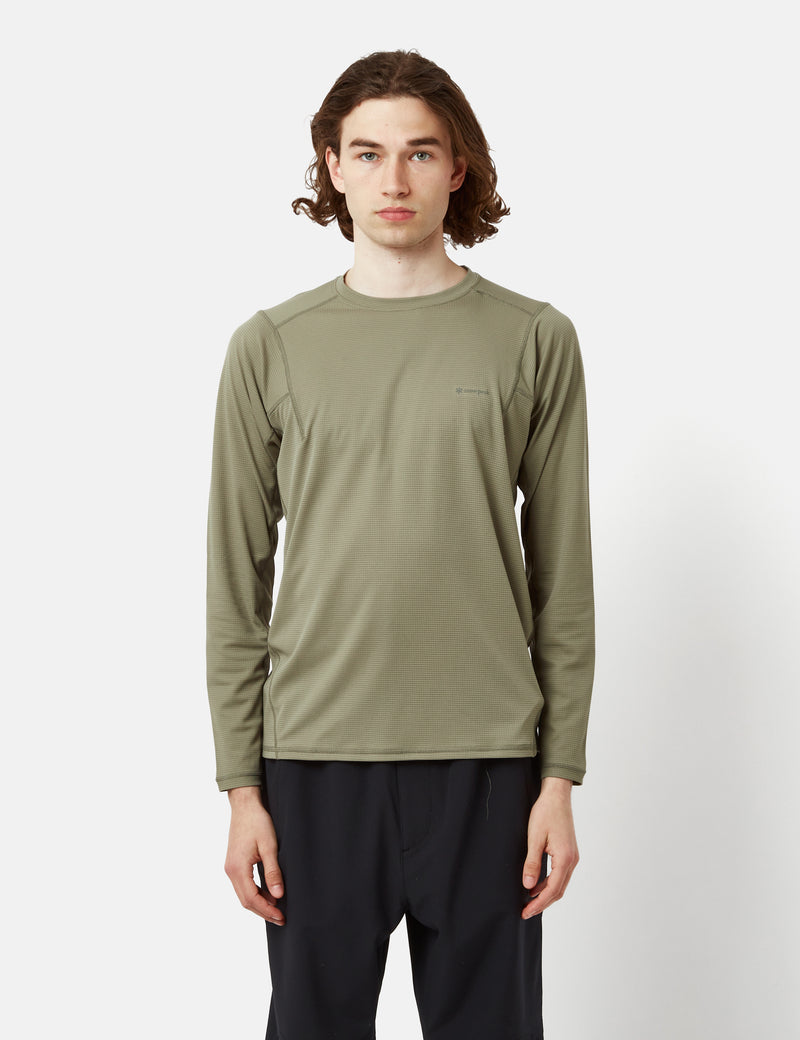 Snow Peak Pe Power Dry Long Sleeve T-Shirt - Khaki Brown