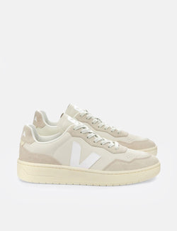 Veja Womens V-90 O.T. Leather Trainers - Pierre/White