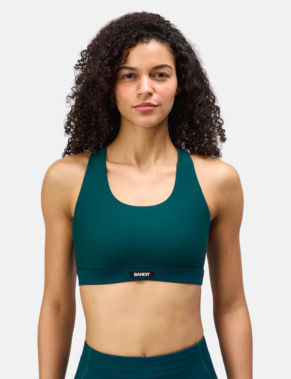 Bandit Cadence Womens Scoop Neck Run Bra - Pine