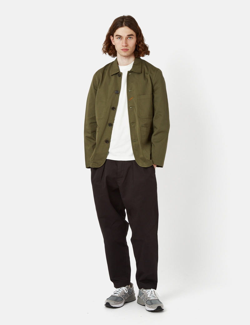 Universal Works Bakers Jacket Light Olive Green I Article.