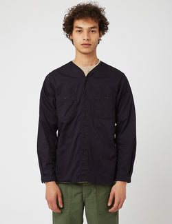 orSlow No Collar Shirt - Navy Blue