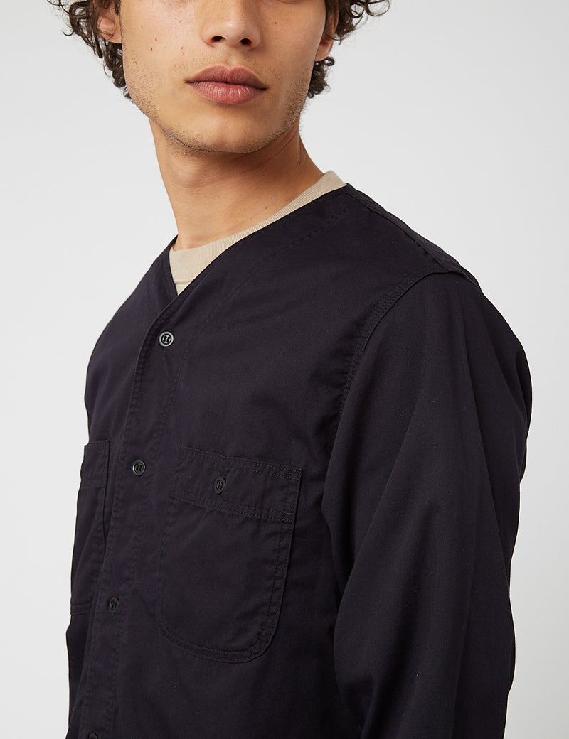 orSlow No Collar Shirt - Navy Blue