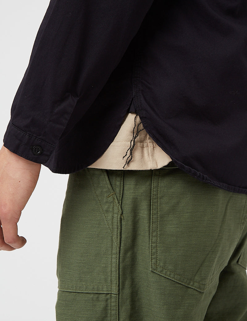 orSlow No Collar Shirt - Navy Blue