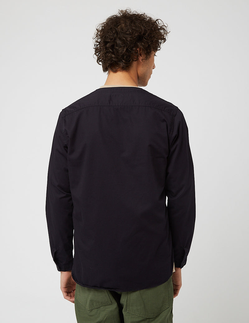 orSlow No Collar Shirt - Navy Blue