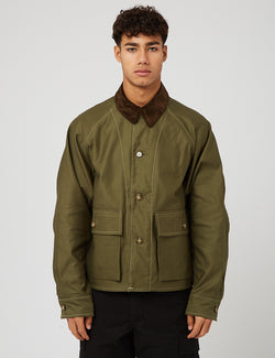 orSlow Lined Short Overall Jacket - Army Green/Karo