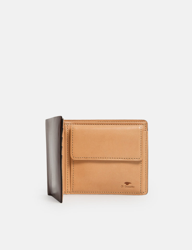 Il Bussetto Bi-Fold Wallet with Coin Pouch (Leather) - Light Brown