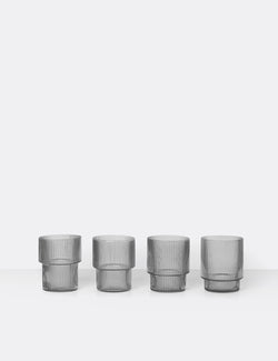 Ferm Living Ripple Glass Set of 4 (Medium) - Smoked Grey