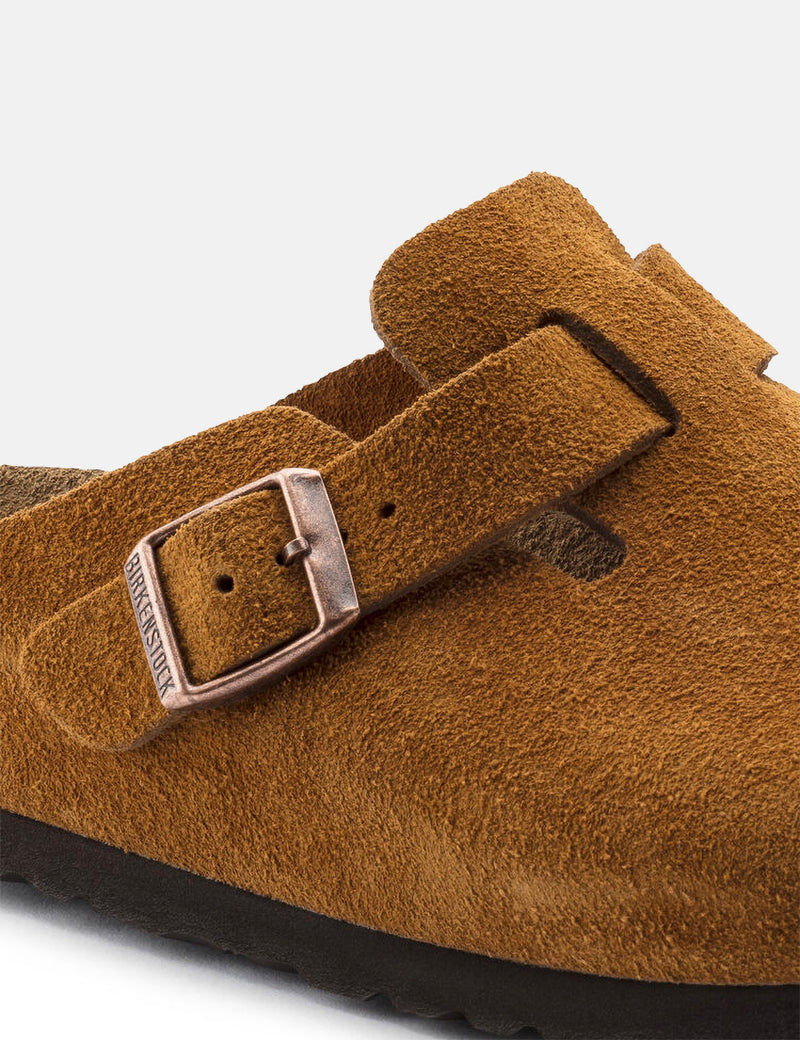 Womens Birkenstock Boston Suede Leather (Narrow, Soft Footbed) - Mink