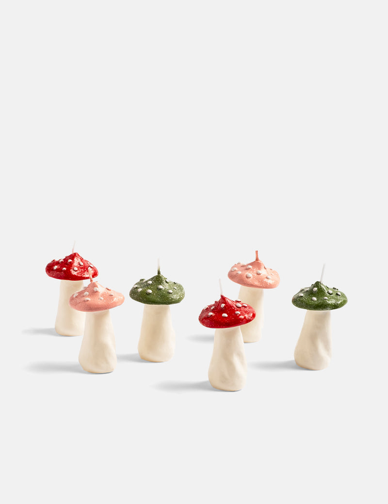 & Klevering Mushroom Candles 6 Pack - White