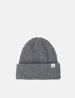 Norse Projects Beanie Hat Brushed (Wool) - Light Grey Melange