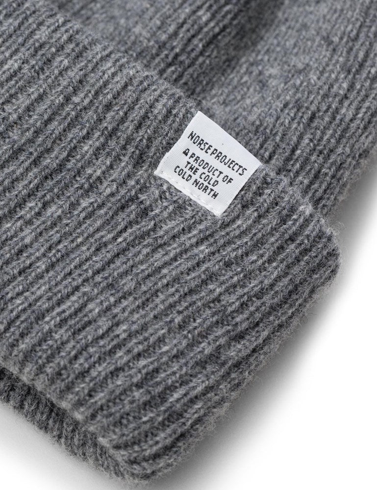 Norse Projects Beanie Hat Brushed (Wolle) - Hellgraue Melange