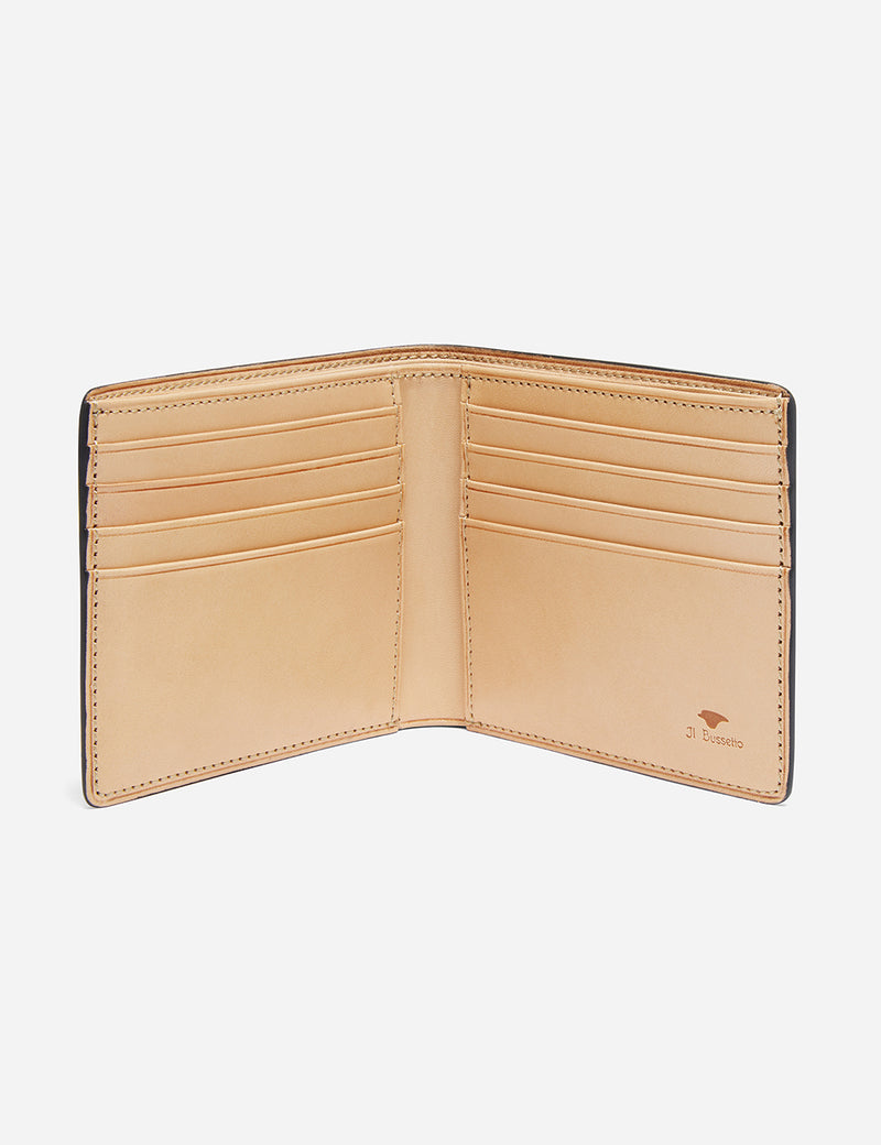 Il Bussetto Bi-Fold Wallet (Leather) - Navy Blue