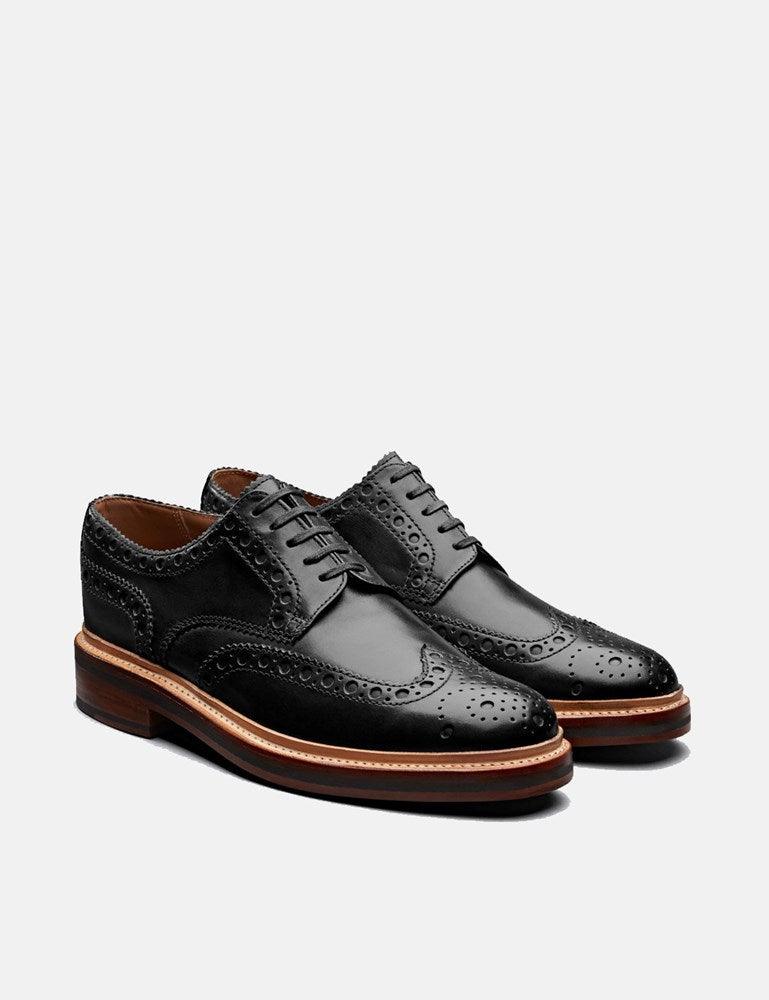Grenson Archie Brogue Shoes (Calf Leather) - Black
