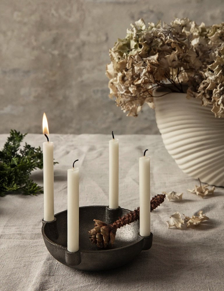 Ferm Living Bowl Candle Holder (Small) - Black Brass