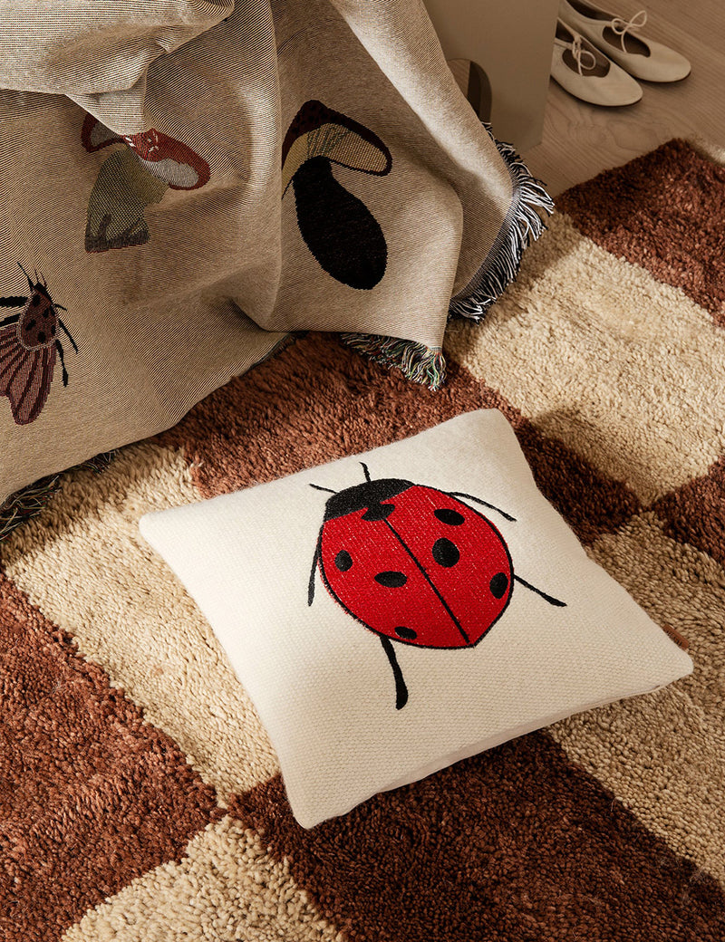 Ferm Living Forest Embroidered Cushion - Ladybird