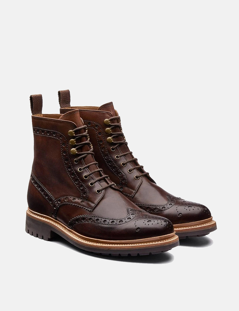 Grenson Fred Commando Sole Boot (Leather) - Brown