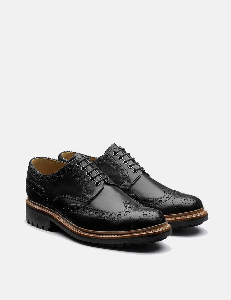 Grenson Archie Commando Sole Shoes (Leather) - Black