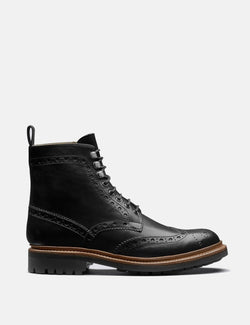 Grenson Fred Brogue Boot (Hand Painted) - Black