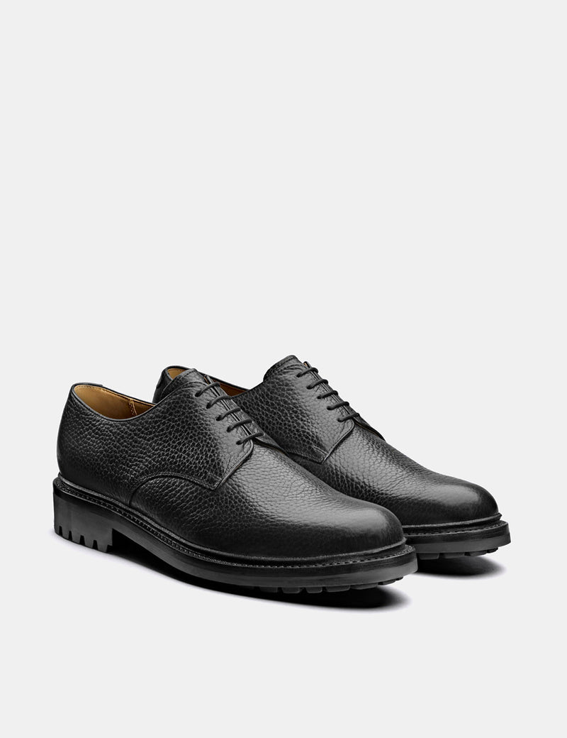 Grenson Curt Derby Shoe (Natural Grain) - Black