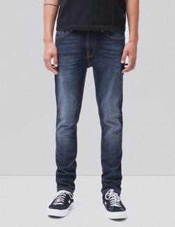 Nudie Lean Dean Jeans (Slim Tapered) -  Dark Deep Worn Blue