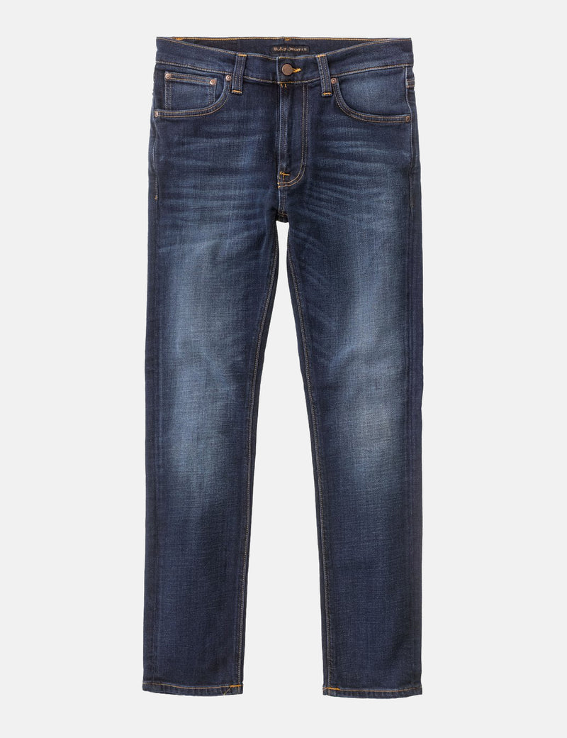 Nudie Lean Dean Jeans (Slim Tapered) -  Dark Deep Worn Blue