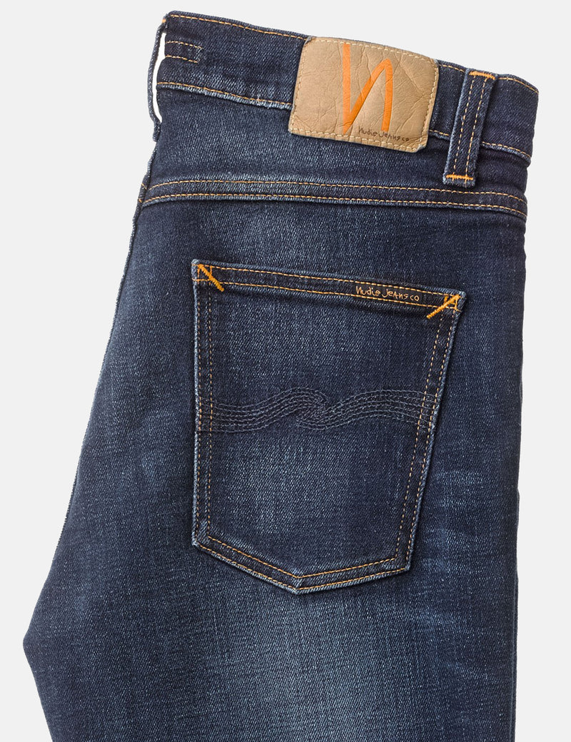 Nudie Lean Dean Jeans (Slim Tapered) -  Dark Deep Worn Blue
