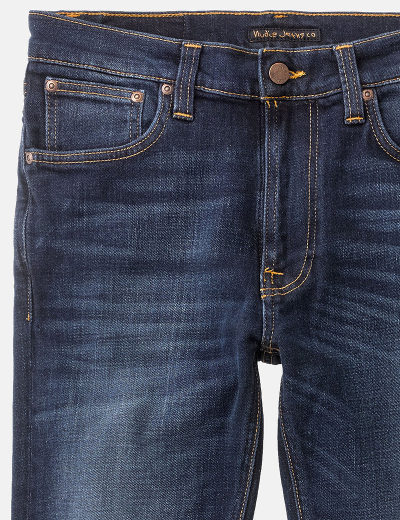 Nudie Lean Dean Jeans (Slim Tapered) -  Dark Deep Worn Blue