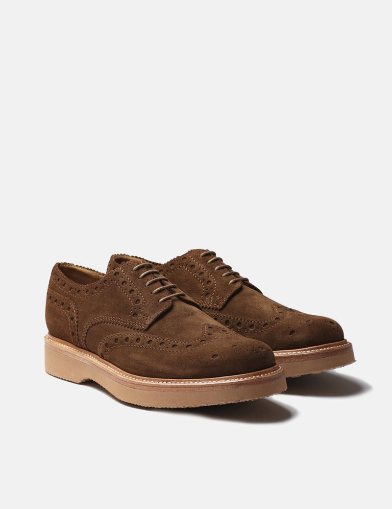Grenson Archie Brogue (Suede Leather) - Cigar Brown