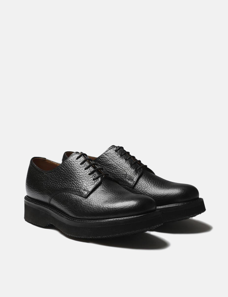 Grenson Curt Derby Shoe (Natural Grain Leather) - Black
