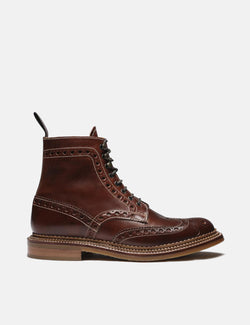 Grenson Fred Triple Brogue Brogue Boot (Chromexcel Leather) - Dark Brown