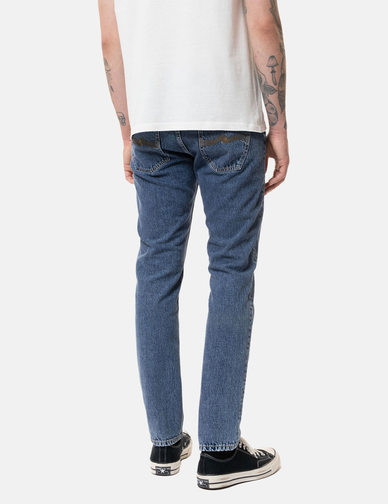 Nudie Lean Dean Jeans (Slim) - Plain Stone Blue