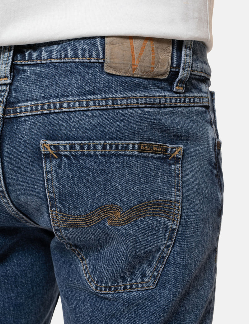 Nudie Lean Dean Jeans (Slim) - Plain Stone Blue