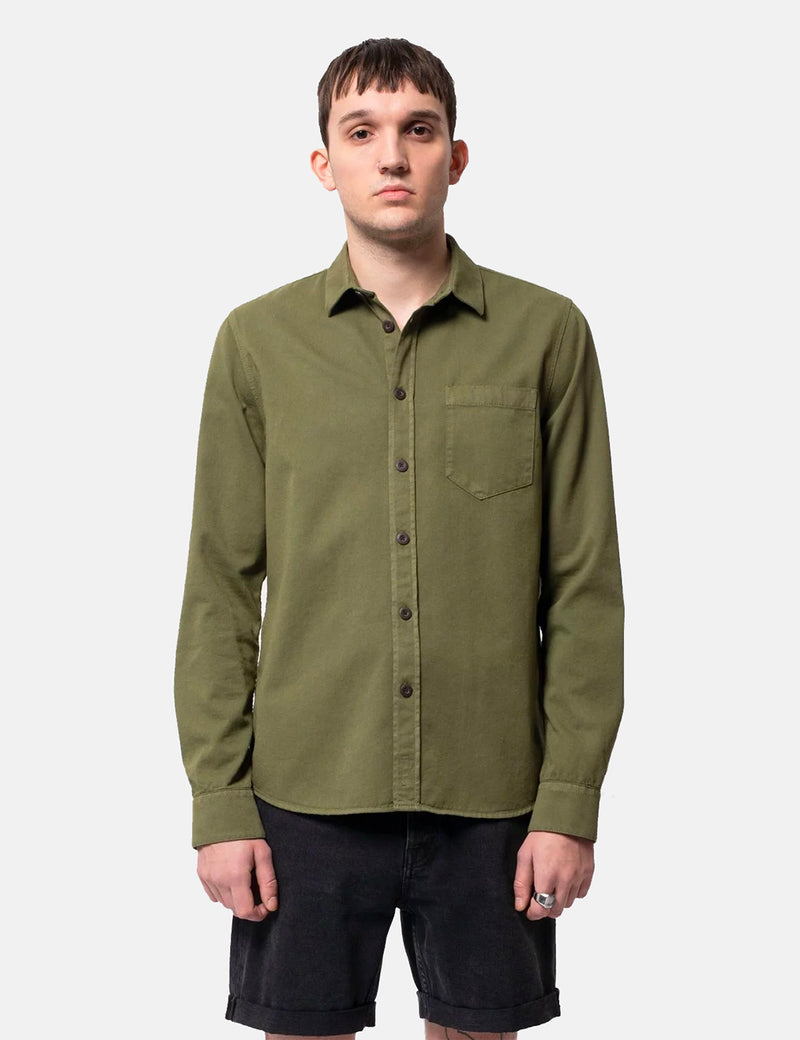 Nudie Henry Pigment Dyed Shirt - Green