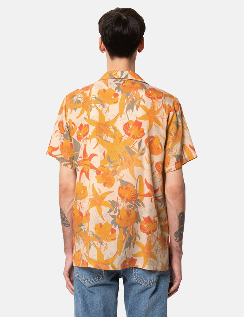 Nudie Arvid Lilies Shirt - Cream
