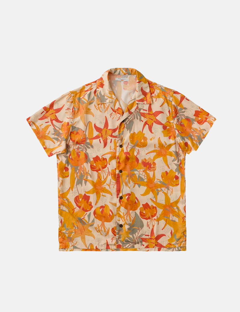 Nudie Arvid Lilies Shirt - Cream