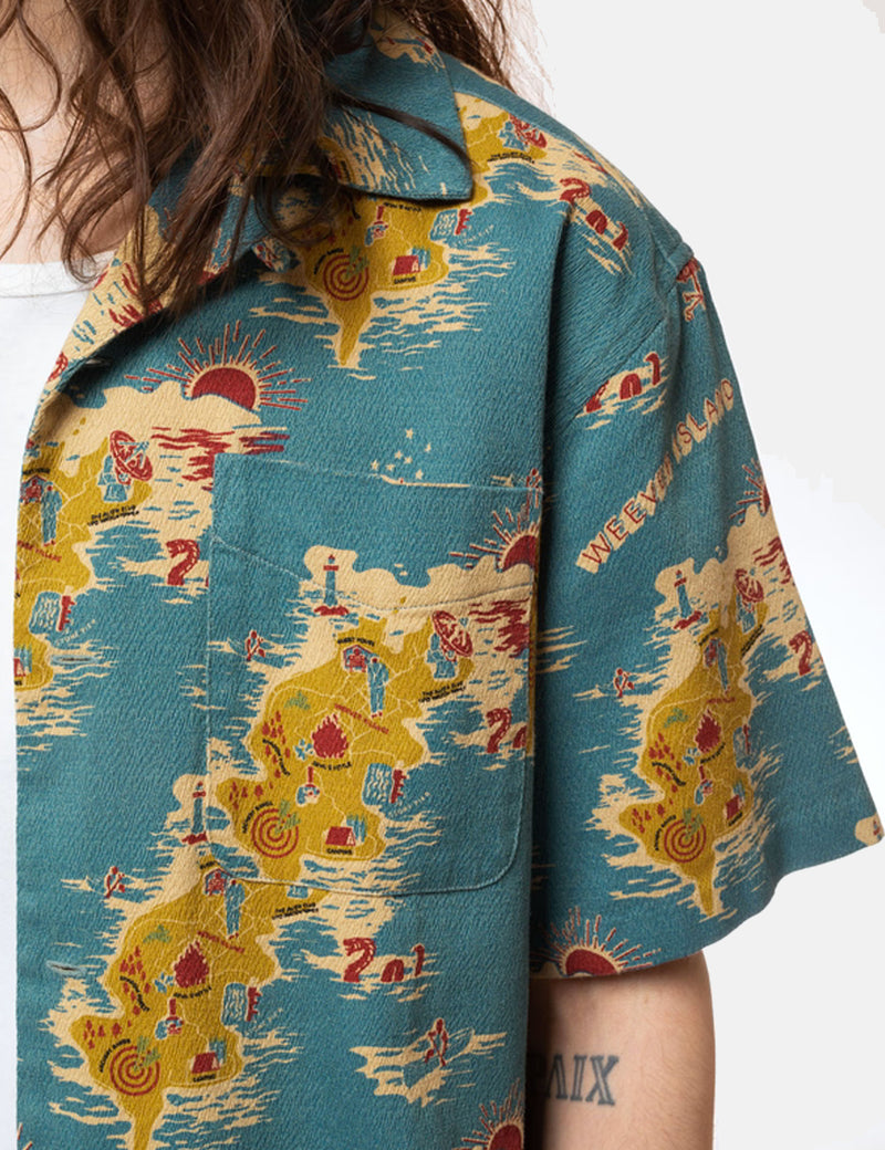 Nudie Aron Islands Shirt - Teal Green