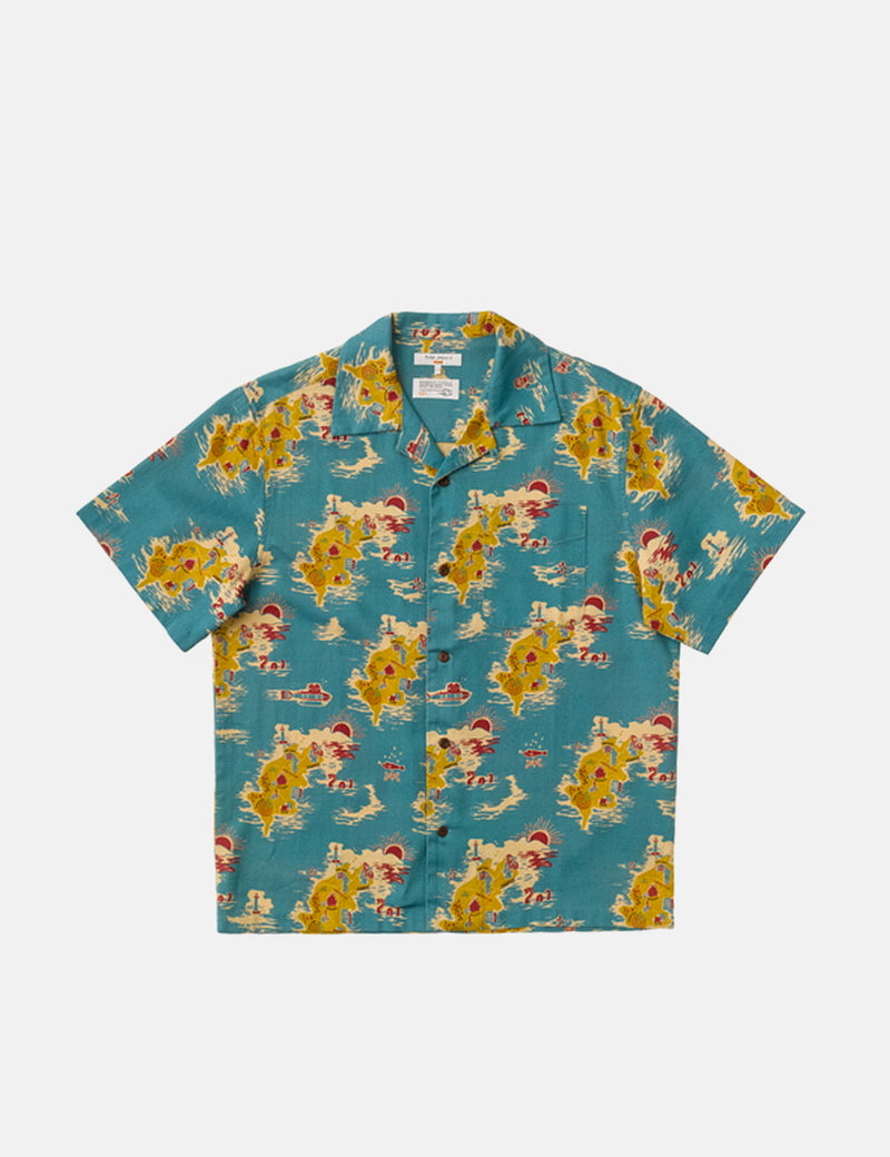 Nudie Aron Islands Shirt - Teal Green