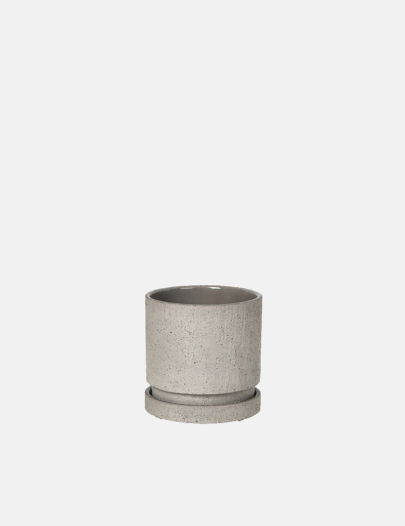 Broste Copenhagen Polaris Flowerpot W/Saucer (Small) - Ceramic Drizzle