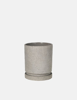 Broste Copenhagen Polaris Flowerpot W/Saucer (Medium) - Ceramic Drizzle