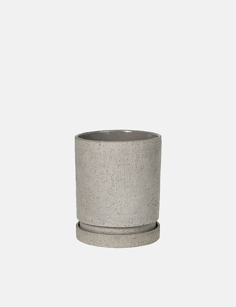 Broste Copenhagen Polaris Flowerpot W/Saucer (Medium) - Ceramic Drizzle