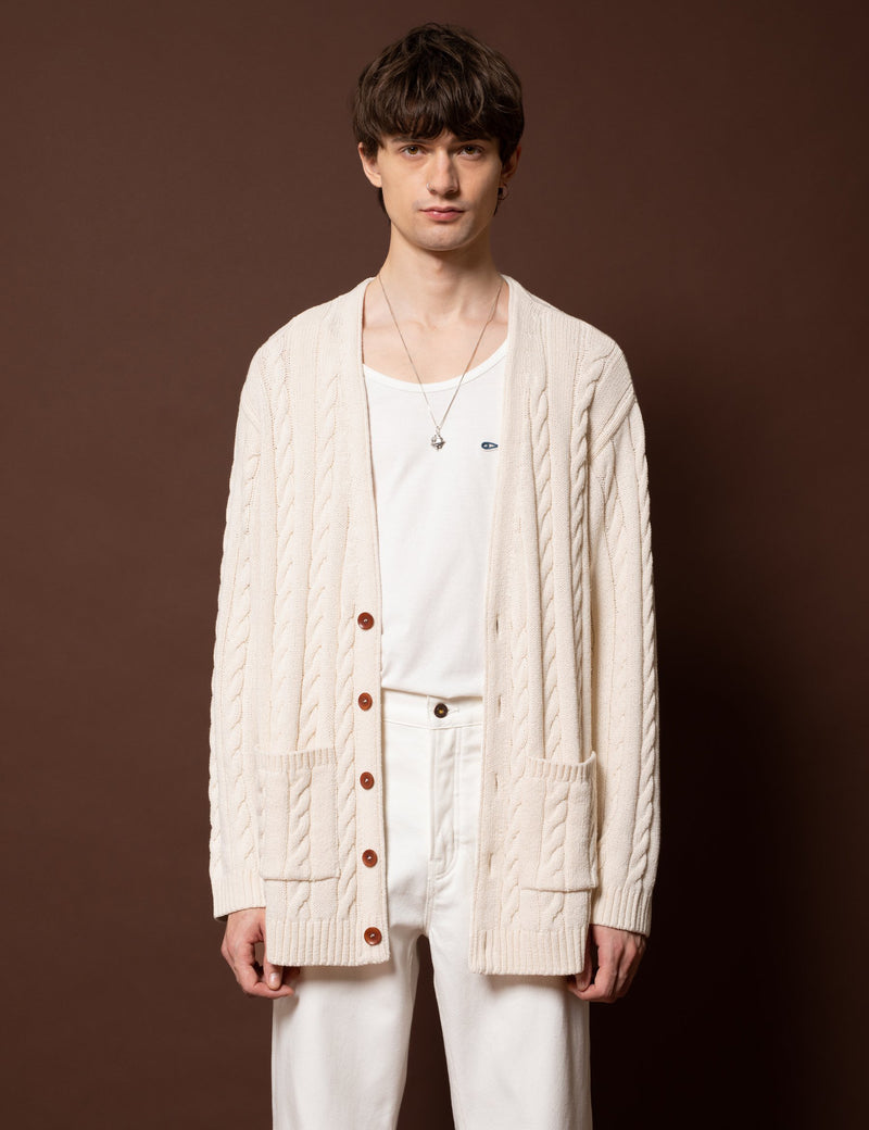 Nudie Cable Knit Cardigan - Rebirth Off-White