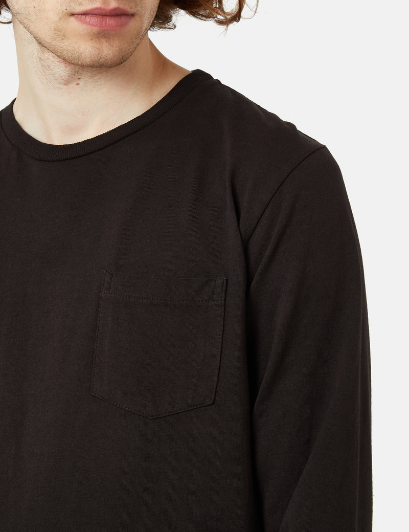 Velva Sheen USA Made Pocket Langarm-T-Shirt - Schwarz