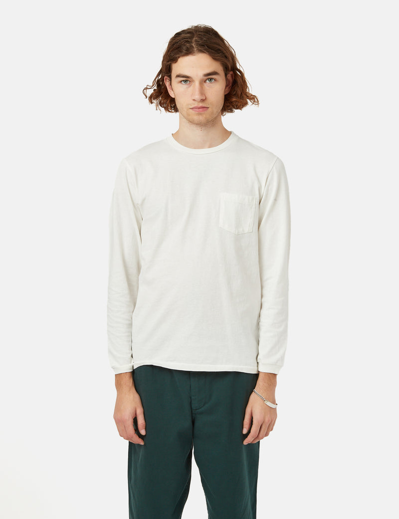 Velva Sheen USA Made Pocket Long Sleeve T-Shirt - White