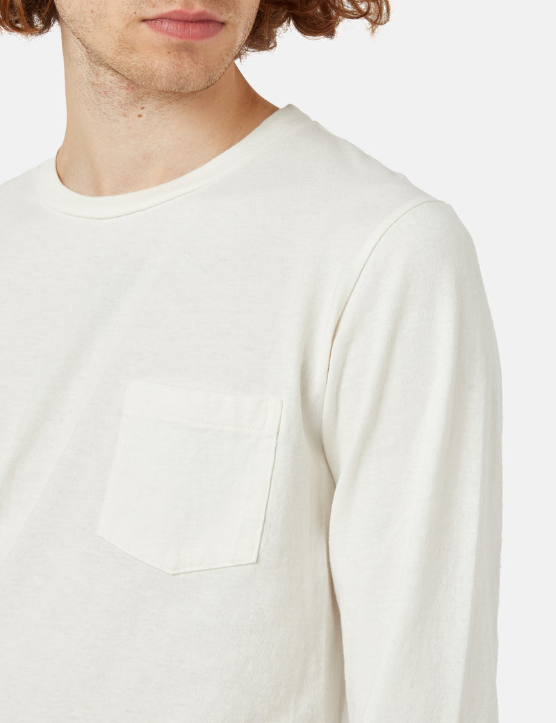 Velva Sheen USA Made Pocket Long Sleeve T-Shirt - White