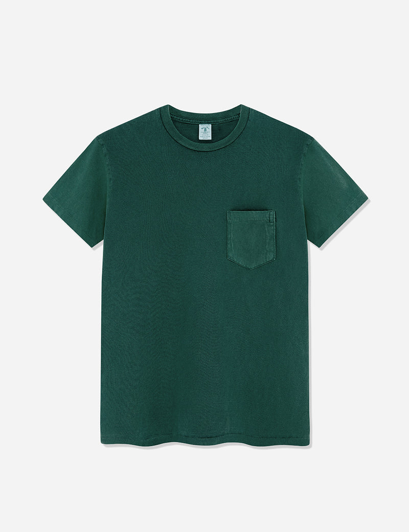 Velva Sheen Pigment Dyed USA Made T-shirt (Pocket) - Dark Green
