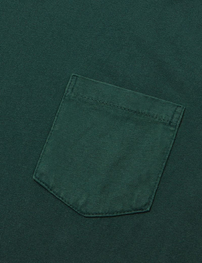 Velva Sheen Pigment Dyed USA Made T-shirt (Pocket) - Dark Green